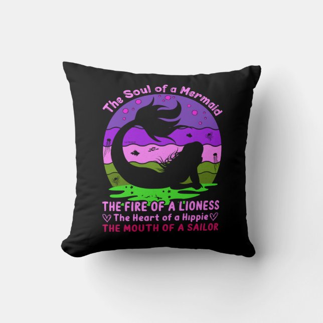 Vintage Retro Sunset Soul of a Mermaid   Cushion (Front)