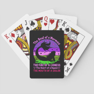 Vintage Retro Sunset Soul of a Mermaid Playing Cards