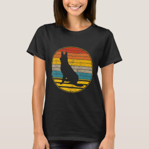 Vintage Retro Sunset With German Shepherd Shadow T-Shirt