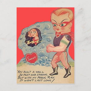 Vintage Retro Superhero Valentine Card