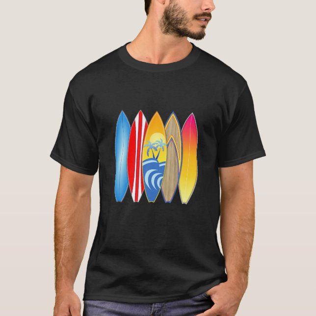 Vintage Retro Surfboards Surfing T-Shirt (Front)