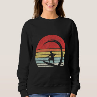 Vintage Retro Surfer Wave Surfing Surf Beach Sweatshirt