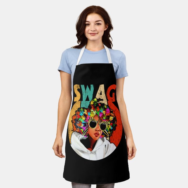 Vintage Retro Swag Melanin Black Afro Queen Apron (Worn)