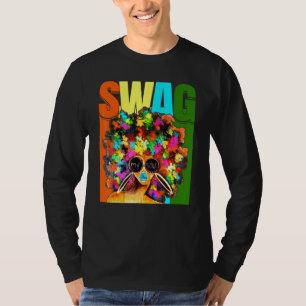 Vintage Retro Swag Melanin Black Afro Queen Woman T-Shirt