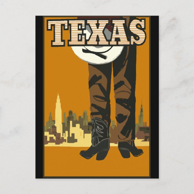 Vintage Retro Texas Cowboy America Travel Tourism Postcard (Front)