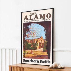 Vintage Retro The Alamo San Antonio Texas Poster