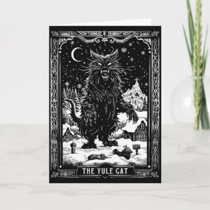 Vintage Retro The Yule Cat Tarot Card Dark Christm