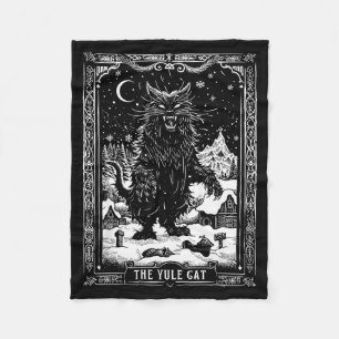 Vintage Retro The Yule Cat Tarot Card Dark Christm Fleece Blanket
