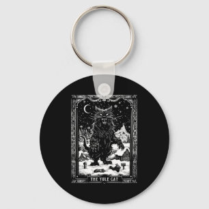 Vintage Retro The Yule Cat Tarot Card Dark Christm Key Ring