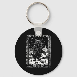 Vintage Retro The Yule Cat Tarot Card Dark Christm Key Ring