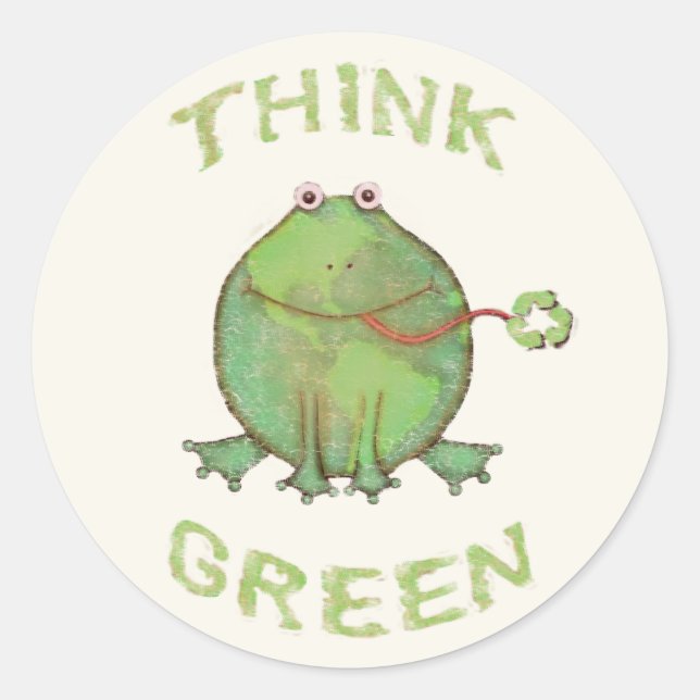 Vintage / Retro Think Green Frog Stickers (Front)