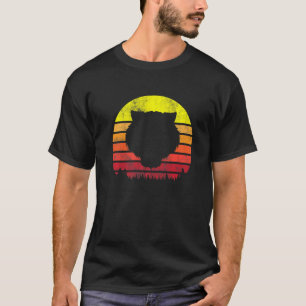 Vintage Retro Tiger Face Silhouette Forest Sun Gra T-Shirt