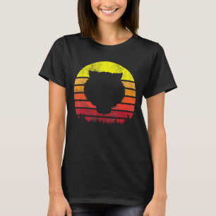 Vintage Retro Tiger Face Silhouette Forest Sun Gra T-Shirt