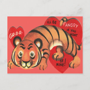 Vintage Retro Tiger Valentine Card