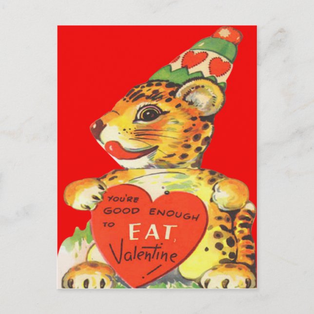Vintage Retro Tiger Valentine Card (Front)