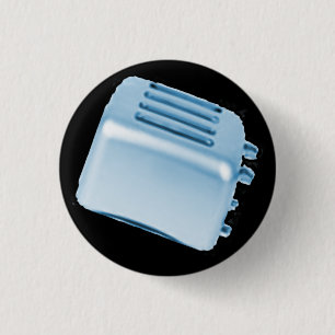 Vintage Retro Toaster Design - Blue 3 Cm Round Badge