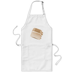 Vintage Retro Toaster Design - Orange Long Apron