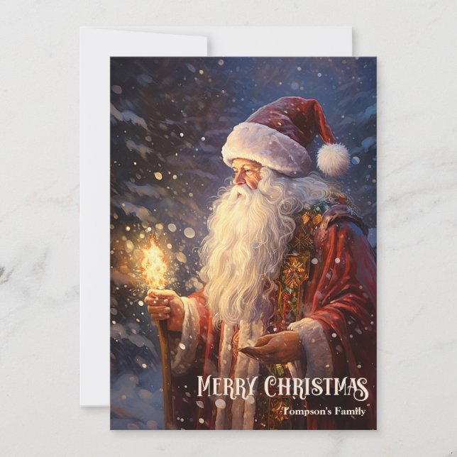 Vintage retro traditional classic Santa Claus Holiday Card (Front)