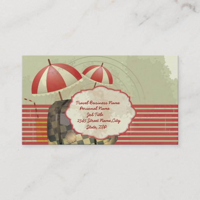 Vintage Retro Travel Agency Business Card (Front)