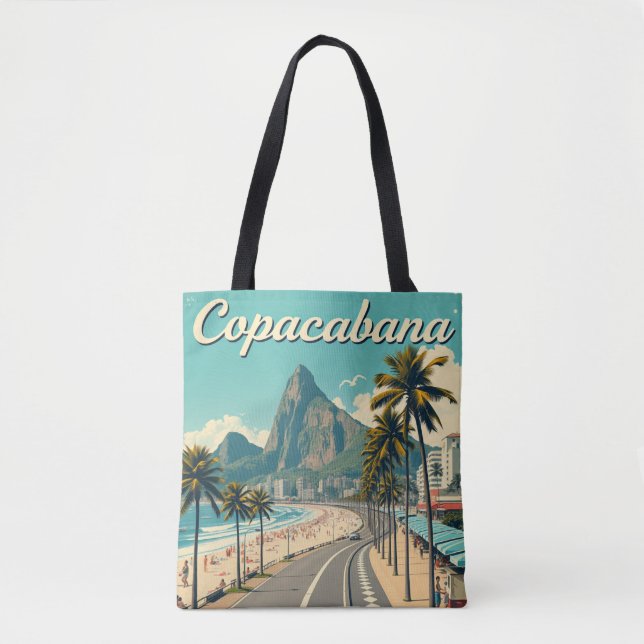 Vintage Retro Travel  - Copacabana Beach  Tote Bag (Front)