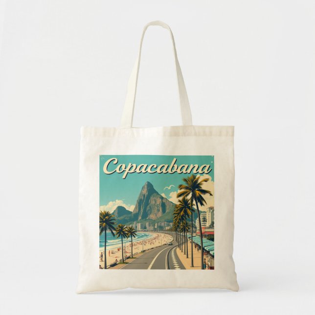 Vintage Retro Travel  - Copacabana Beach  Tote Bag (Front)