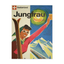 Vintage retro travel postcard Jugfrau Swizerland
