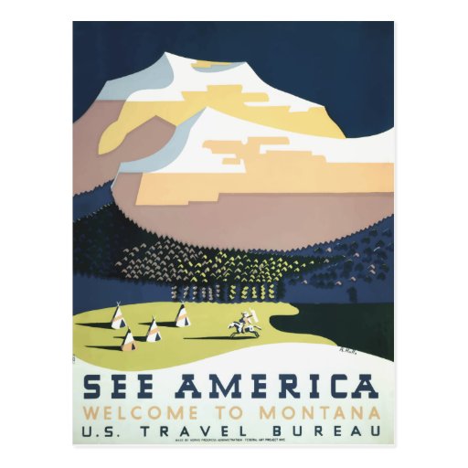Image of Vintage retro travel postcard Montana USA