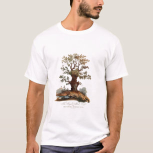 Vintage/retro Tree-Mushroom Illustration T-Shirt