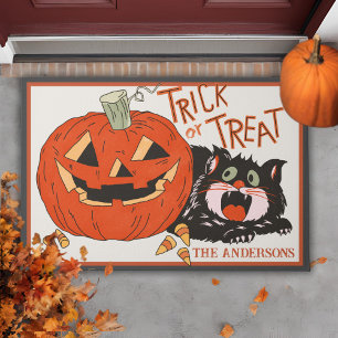 Vintage Retro Trick or Trick Custom Halloween Doormat
