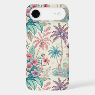 Vintage Retro Tropical Palm Tree & Floral Garden
