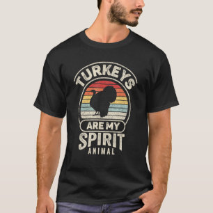 Vintage Retro Turkeys Are My Spirit Animal Turkey T-Shirt