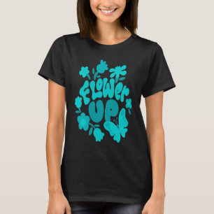 Vintage Retro Turquoise Quote Butterfly and Flower T-Shirt