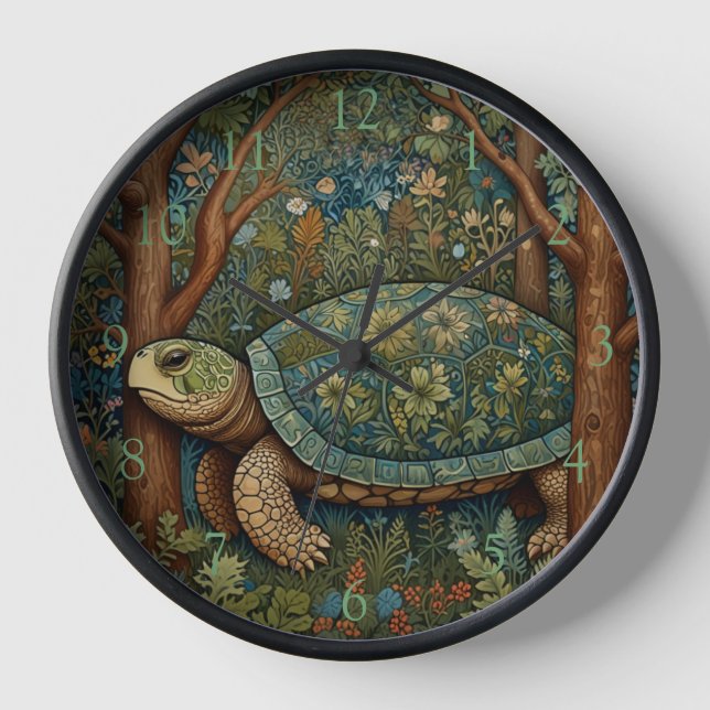 Vintage retro turtle bohemian boho woodland clock (Front)