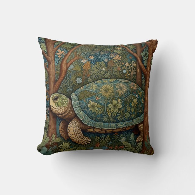 Vintage retro turtle bohemian boho woodland cushion (Front)