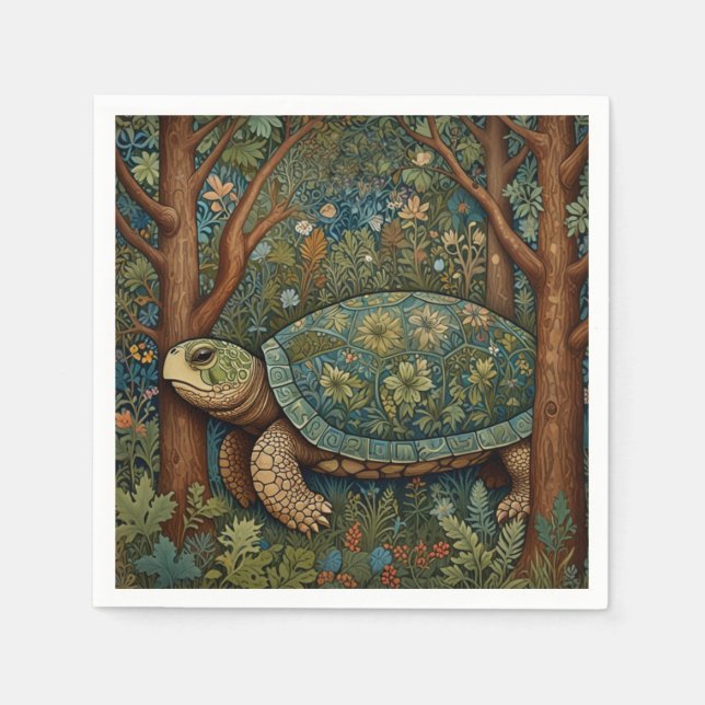Vintage retro turtle bohemian boho woodland napkin (Front)