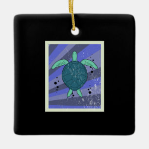 Vintage Retro Turtle Marine Biologist Ceramic Ornament