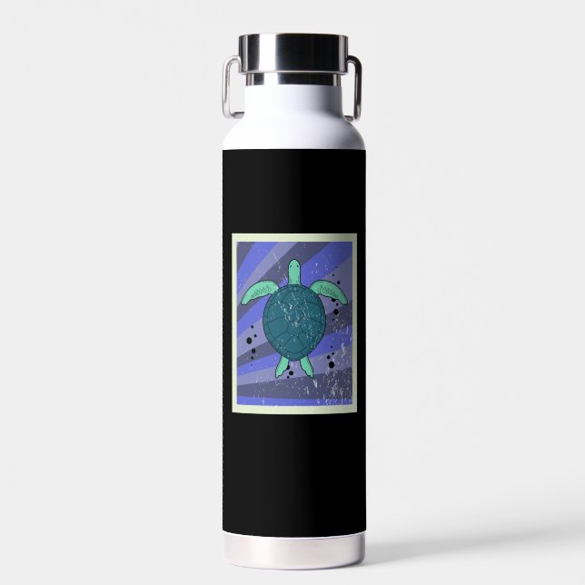 Vintage Retro Turtle Marine Biologist Water Bottle (Front)