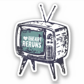 Vintage retro tv television set i heart reruns