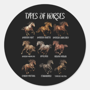 Vintage Retro Types Of Horses1 Classic Round Sticker