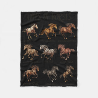 Vintage Retro Types Of Horses Horse Breed Horsebac Fleece Blanket