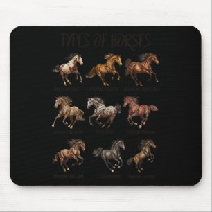 Vintage Retro Types Of Horses Horse Breed Horsebac Mouse Mat