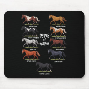 Vintage Retro Types Of Horses Horse Breed Horsebac Mouse Mat