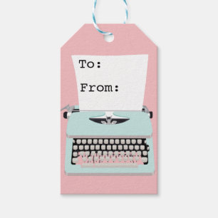Vintage retro typewriter and paper design gift tags