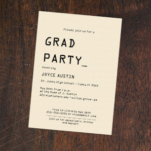 Vintage Retro Typewriter Graduation Invitations