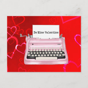Vintage Retro Typewriter Valentine's Day Postcard