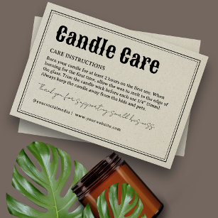 Vintage Retro Typography Candle Care Card