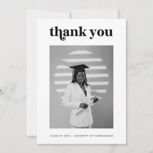 Vintage Retro Typography Custom Photo Graduation Thank You Card