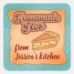 Vintage retro typography homemade pies square sticker