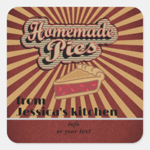 Vintage retro typography  homemade pies square sticker