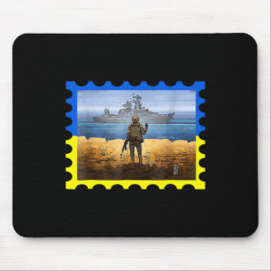 Vintage Retro Ukraine Postage Stamp Flag Pride Mouse Mat
